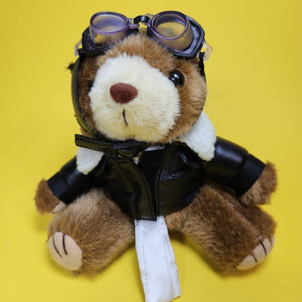 Aviator Pilot Bear Plush Toy 6 in. Teddy Green Pond Group Glasses, Jacket